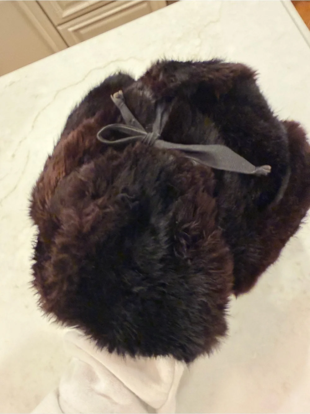 Vintage Dyed Rabbit Fur Trapper Hat in Dark Brown Made in France
